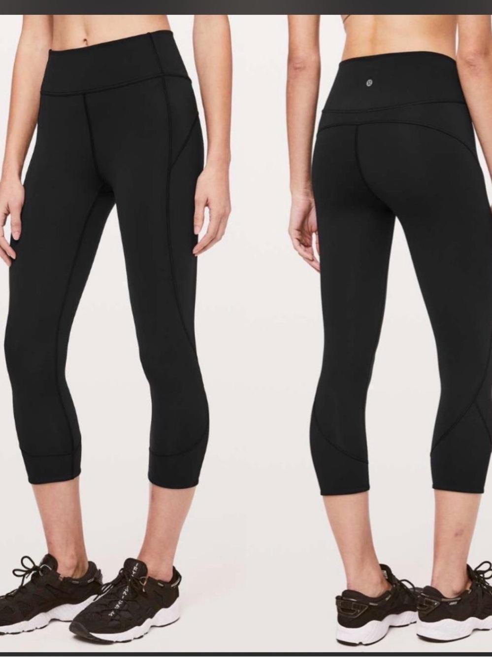 Lululemon In Movement Crop Leggings Womens Size 4 Black Everlux High Rise
